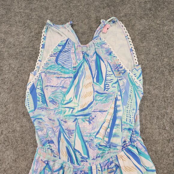 Lilly Pulitzer Women S Small Gianni Romper Light Lilac Aboat Time Sailboat Dress - Picture 3 of 16
